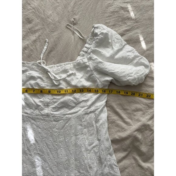 Beautiful Nomad Large White Cottagecore Coquette Puff Sleeve Eyelet Mini Dress - Picture 8 of 10